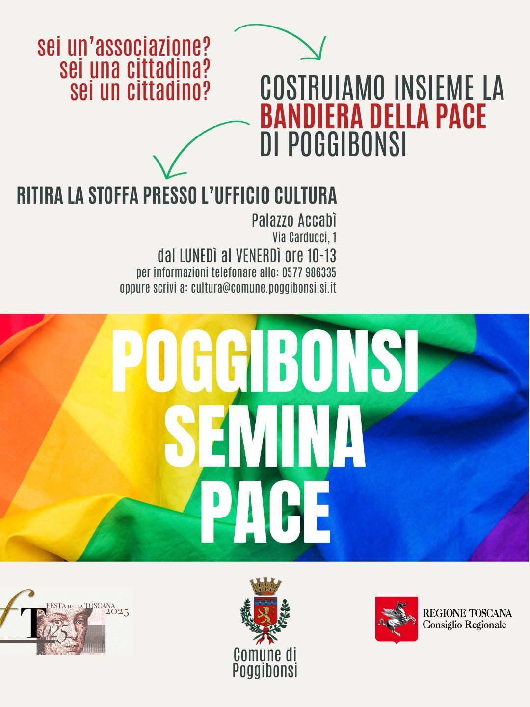 "Poggibonsi semina Pace": la citt&agrave; chiama a raccolta i cittadini per cucire insieme una bandiera gigante