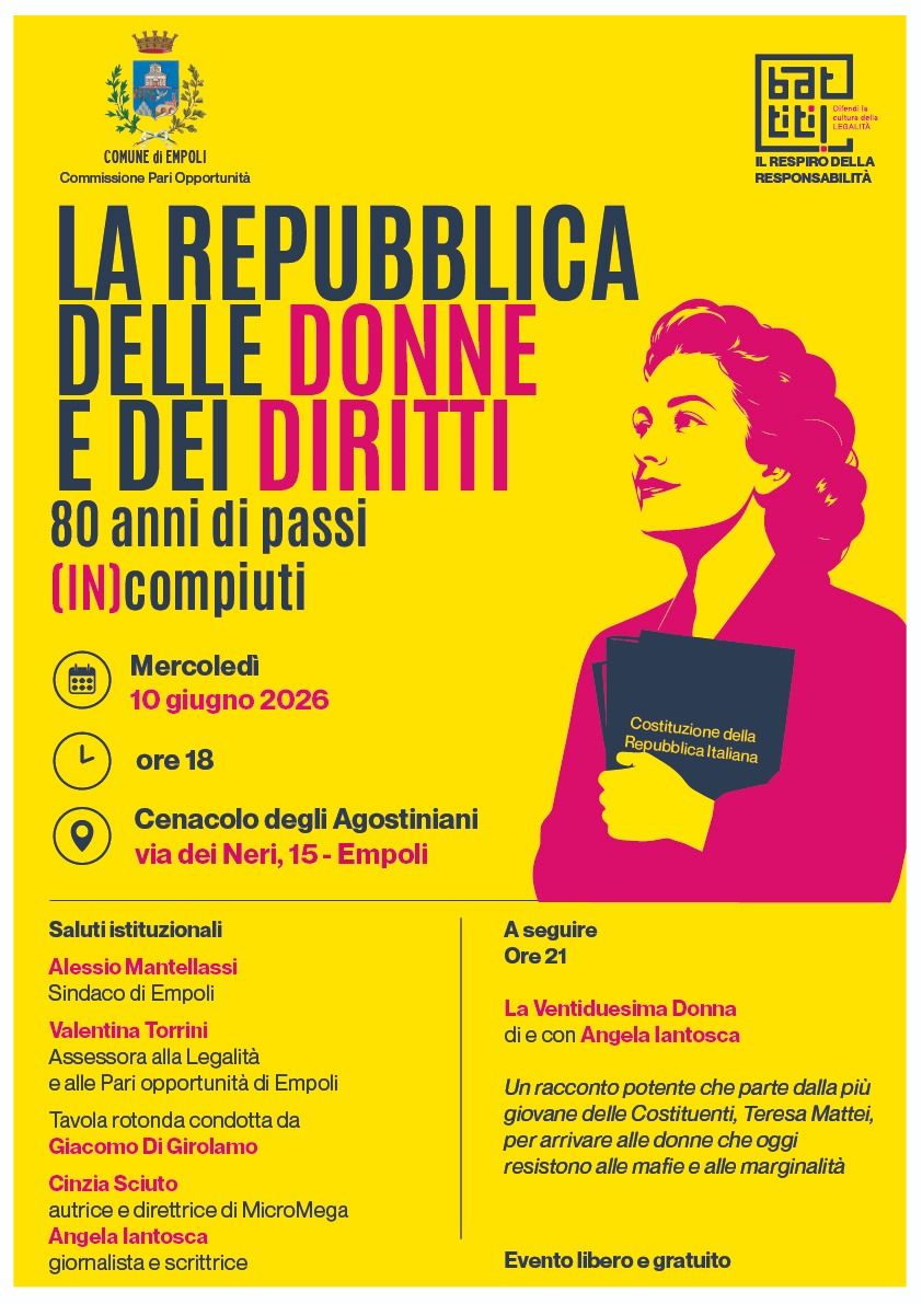 Empoli, 'Battiti 2026. Il respiro della responsabilit&agrave;': un anno di impegno civile, cultura e cittadinanza attiva