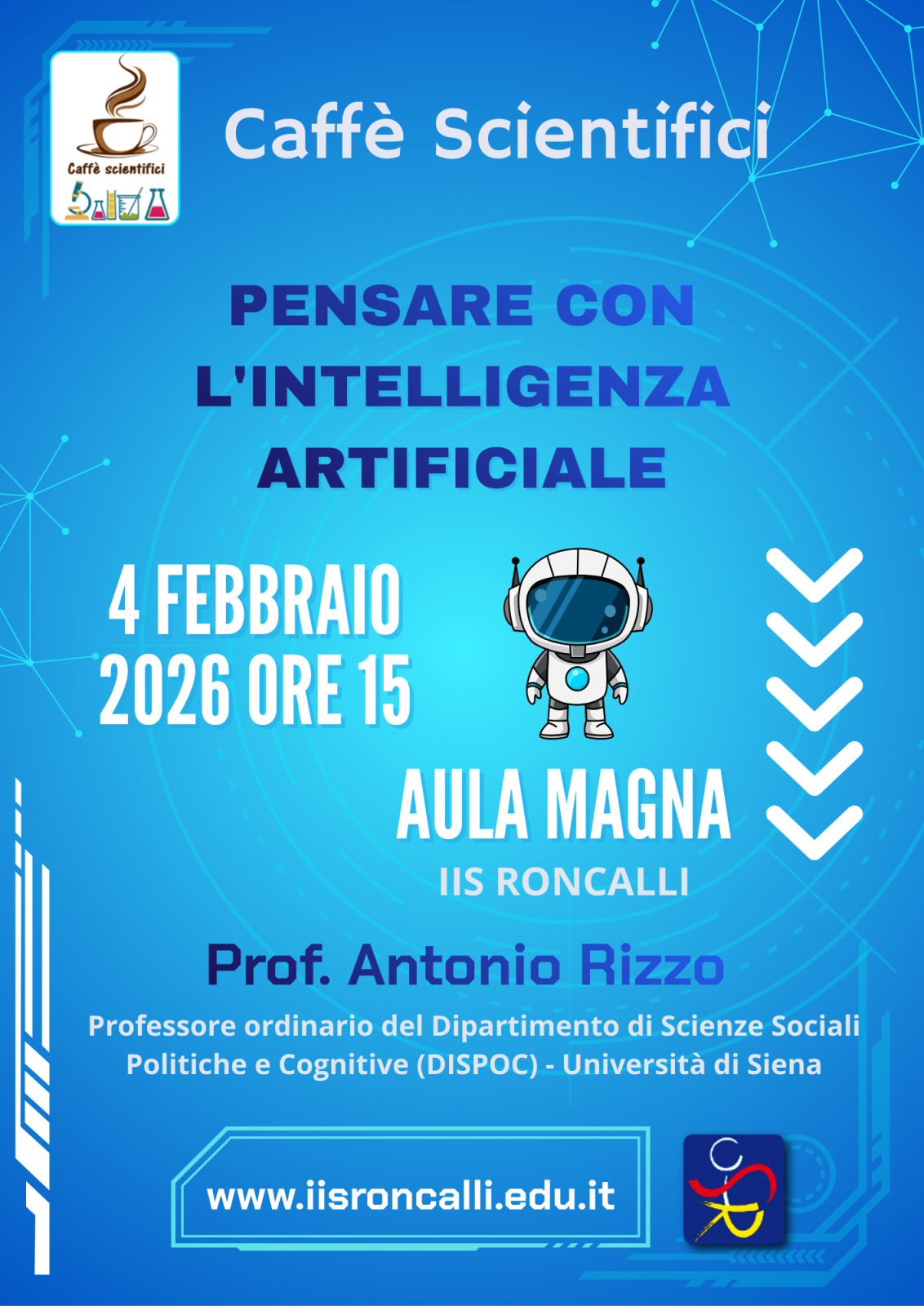 Pensare con l'Intelligenza Artificiale: al Roncalli il nuovo Caff&egrave; Scientifico con Antonio Rizzo