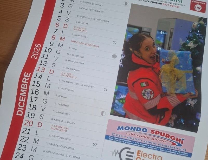 Pubblica Assistenza Poggibonsi: ecco il nuovo calendario 2026 tra foto e impegno sociale