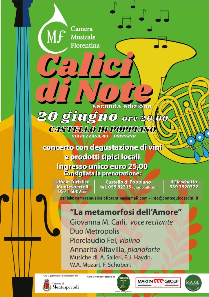 A Montespertoli torna “Calici di Note”: il 20 giugno il primo concerto al Castello di Poppiano