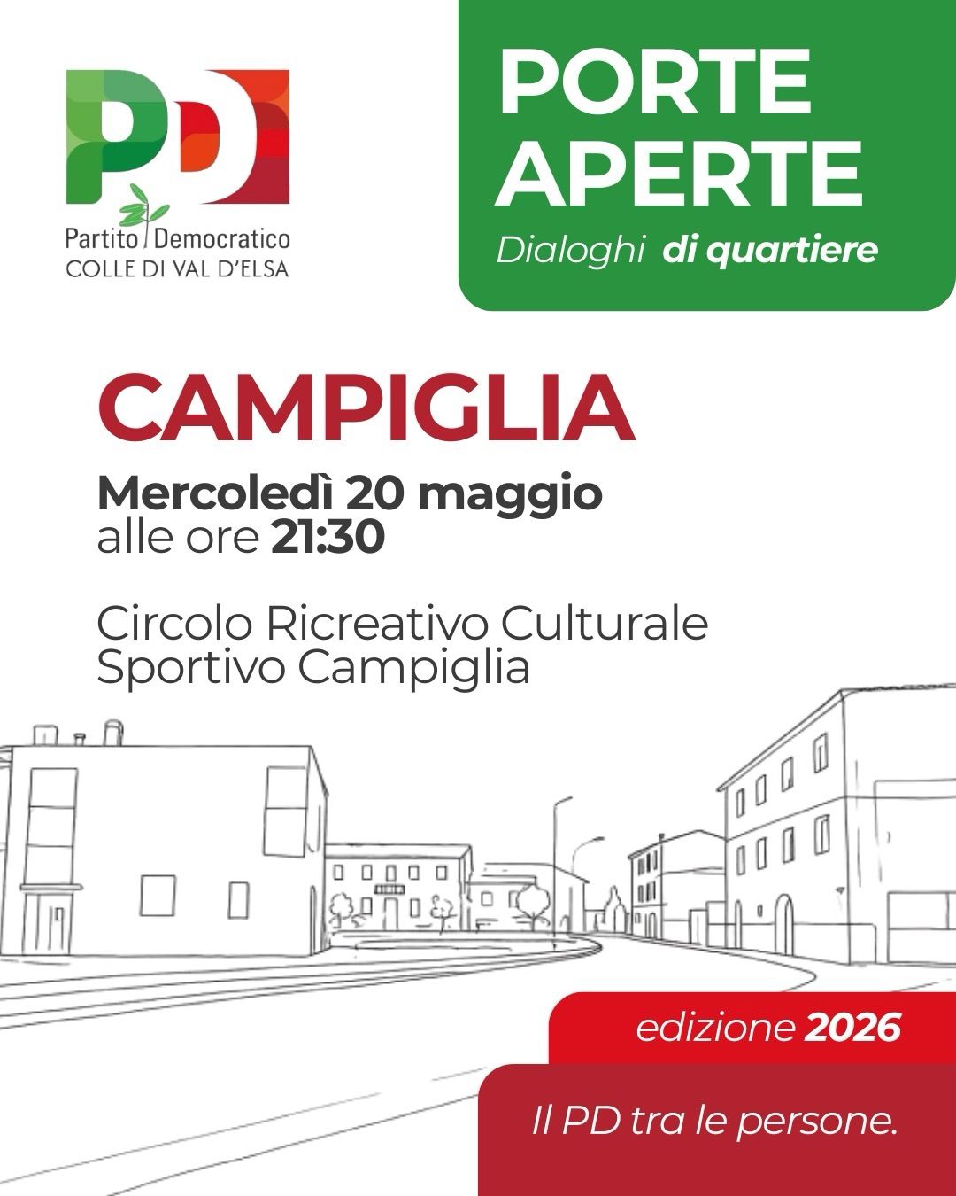 Porte aperte a Campiglia: Dialoghi di quartiere con il PD | 20 Maggio