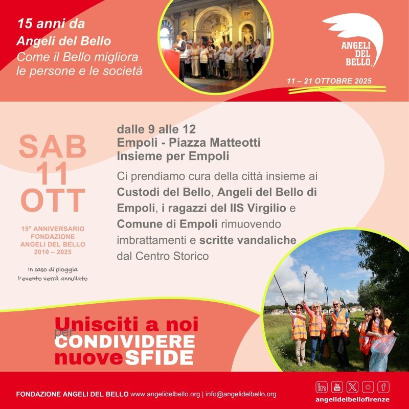 Pulizia e decoro: gli Angeli del Bello arrivano in piazza Matteotti a Empoli
