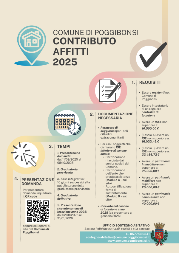 Poggibonsi, fondo affitti 2025: aperto il bando per fare domanda