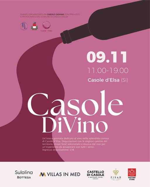Casole DiVino: domenica 9 novembre, evento enogastronomico da non perdere a Casole d'Elsa