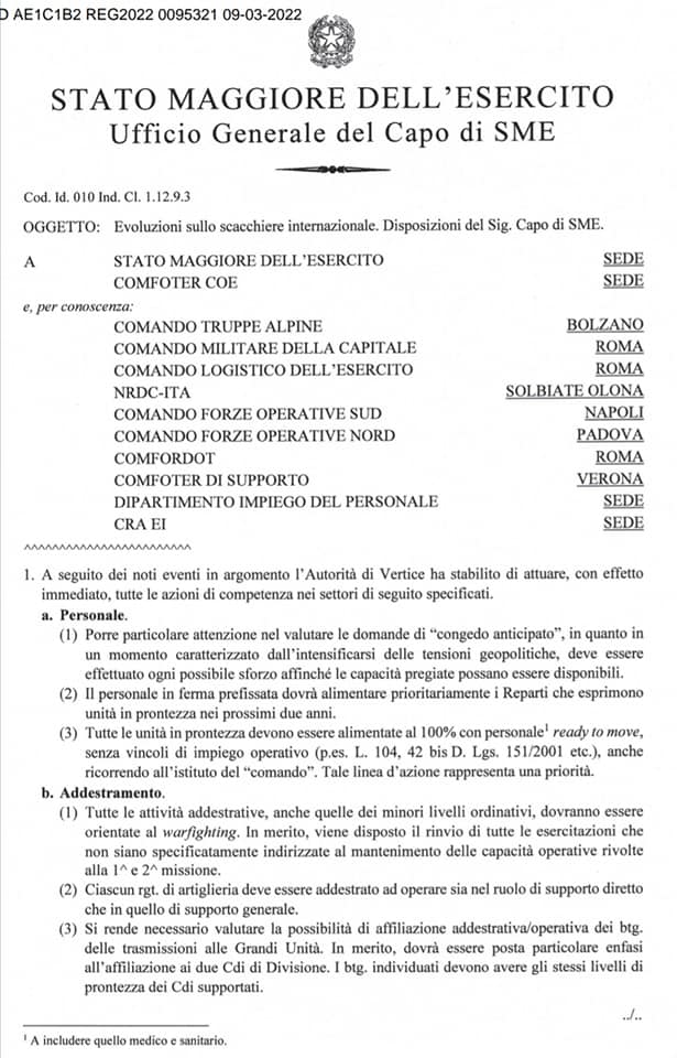 Circolare dell’Esercito Italiano: “Valutare le domande di congedo anticipato