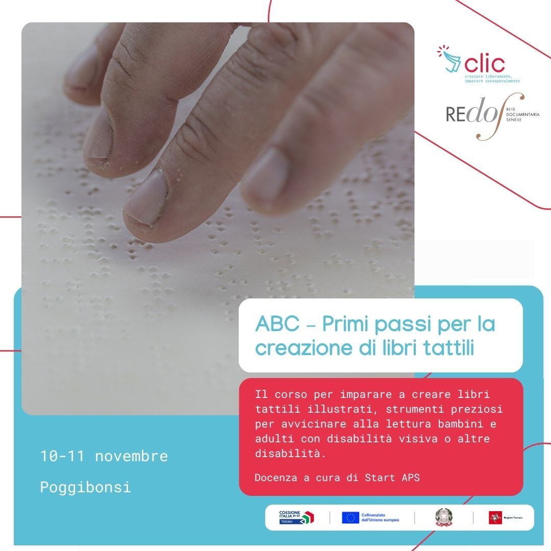 “Primi passi per creare libri tattili”, nuovo appuntamento del progetto CLIC