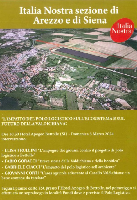 L’impatto del polo logistico sull’ecosistema e sul futuro della Val di  Chiana, discussione con la cittadinanza