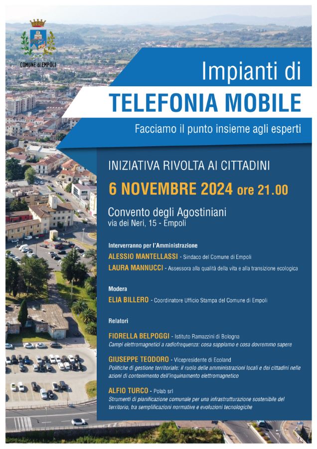 Empoli, impianti di telefonia mobile, il convegno aperto alla cittadinanza