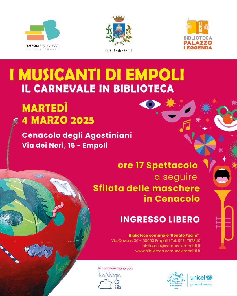 “I Musicanti di Empoli. Carnevale in Biblioteca!”, per chiudere in bellezza martedì 4 marzo