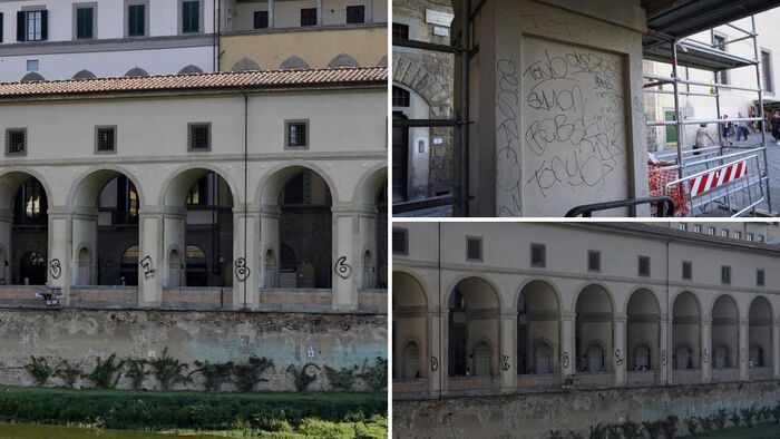 A Firenze imbrattato il Corridoio Vasariano, Schmidt: “Atto premeditato”