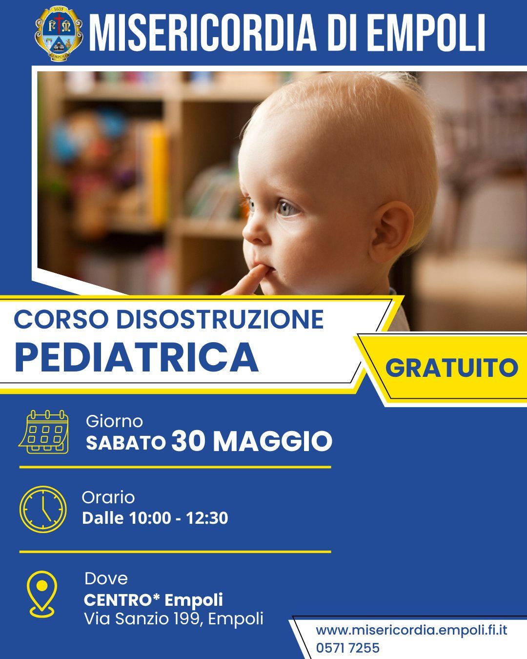 Settimana della prevenzione: la Misericordia di Empoli organizza un corso gratuito di disostruzione pediatrica al CENTRO*Empoli