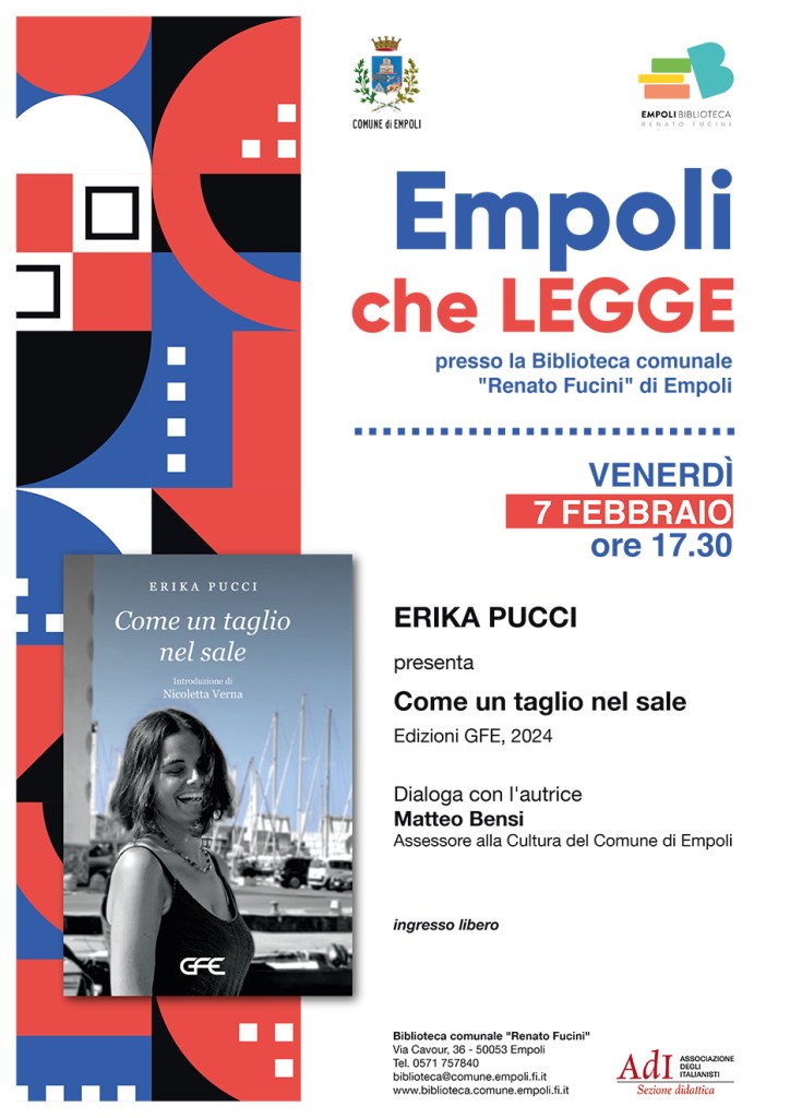 Erika Pucci a “Empoli che legge” con il suo libro ‘Come un taglio nel sale’