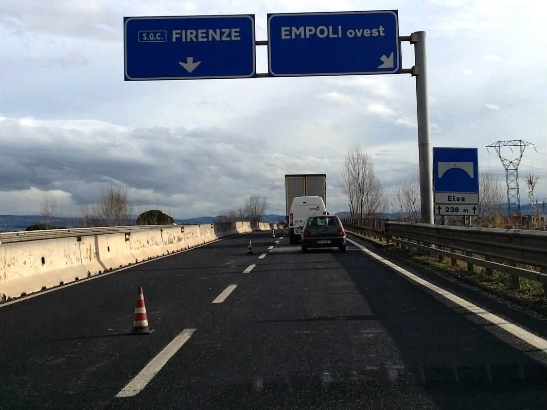 FiPiLi, riapre la corsia direzione Mare tra Empoli Ovest e San Miniato: cedimento causato da infiltrazioni