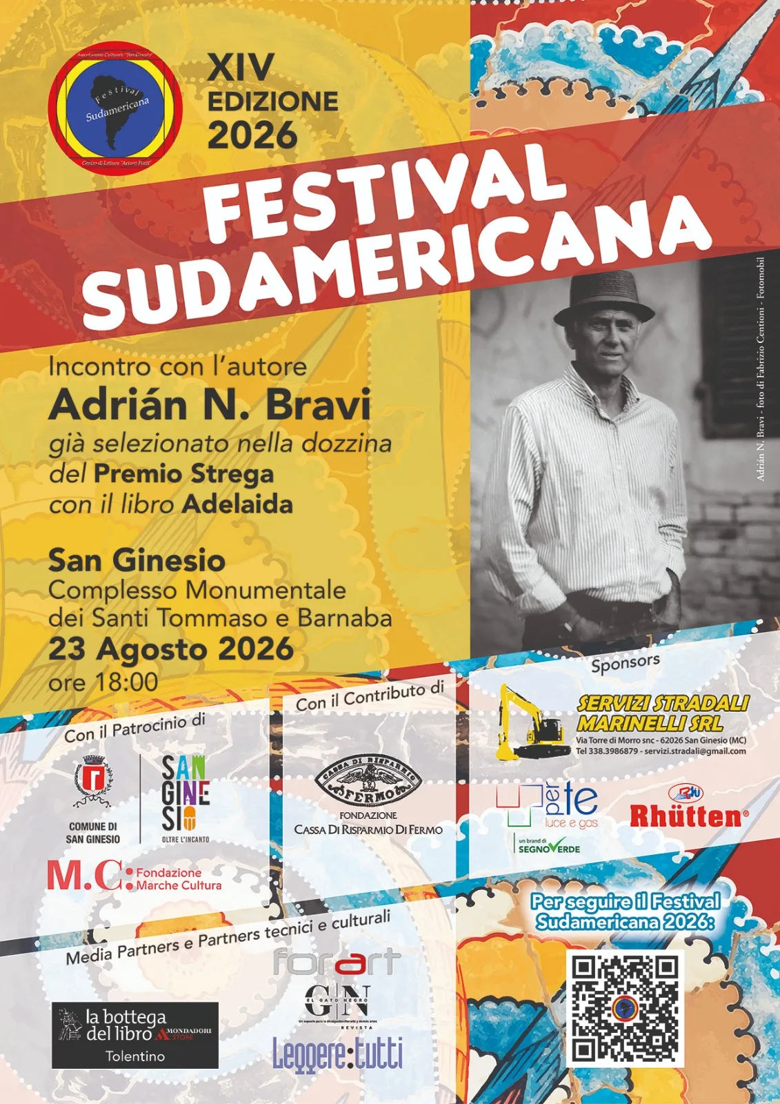 Festival Sudamericana 2026: A San Ginesio l'Autore Adrián N. Bravi