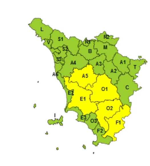 Temporali forti e rischio idrogeologico, codice giallo per mercoledì 12 agosto