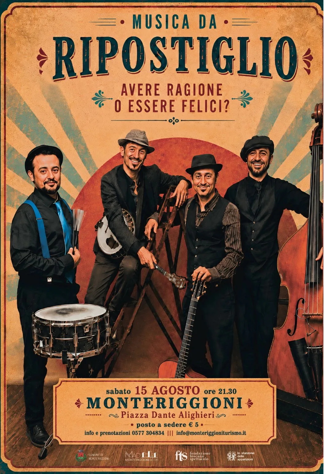 Musica, teatro e ironia: Ferragosto in Piazza Dante Alighieri a Monteriggioni