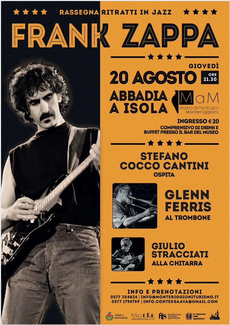 Ritratti in Jazz a Monteriggioni: omaggio a Frank Zappa il 20 agosto