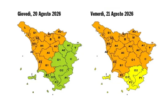 Temporali forti in estensione a tutta la Toscana, allerta arancione fino alle 18 di venerdì