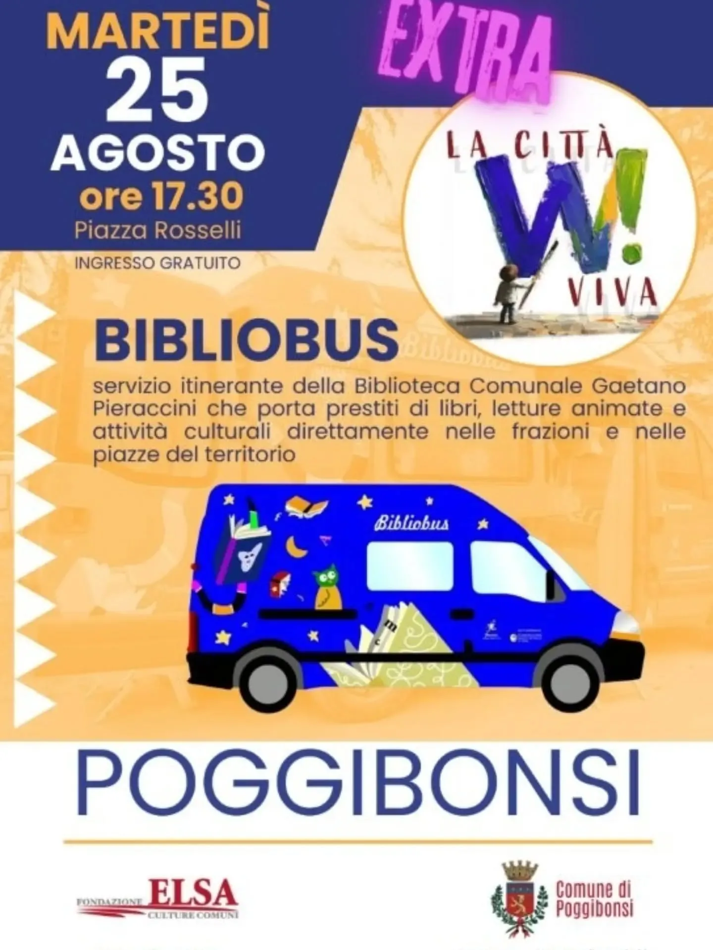 Poggibonsi, la cultura viaggia su quattro ruote: il Bibliobus fa tappa in Piazza Rosselli