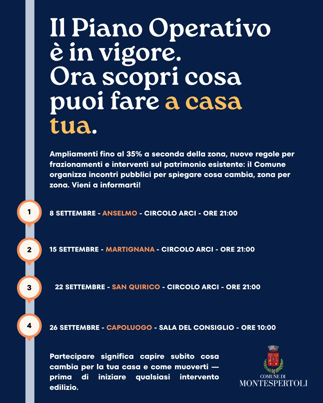 Montespertoli, il Piano Operativo Comunale spiegato ai cittadini: al via un nuovo ciclo di incontri pubblici