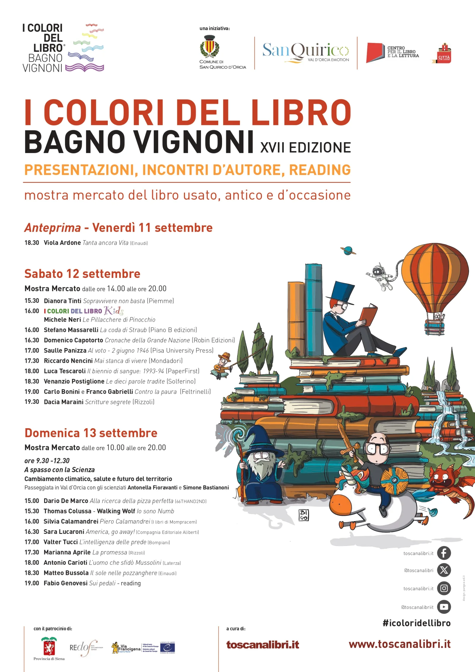 I Colori del Libro tornano ad animare Bagno Vignoni. Tutti gli incontri della XVII edizione