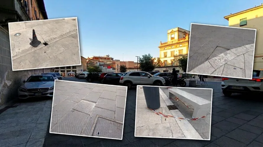 Piazza Berlinguer, buche e pavimentazione sconnessa: la piazza riqualificata è da risistemare