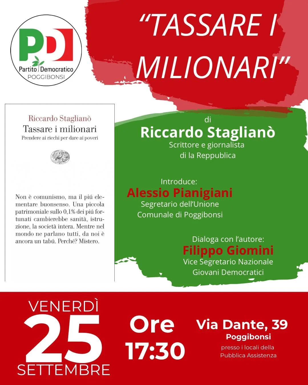Tassare i milionari: a Poggibonsi la presentazione del libro di Riccardo Staglianò
