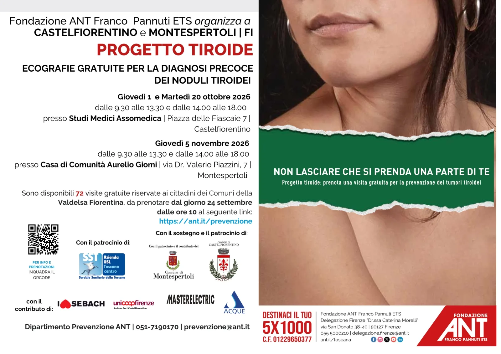 Fondazione Ant: a Castelfiorentino e Montespertoli tornano le visite di prevenzione oncologica gratuita