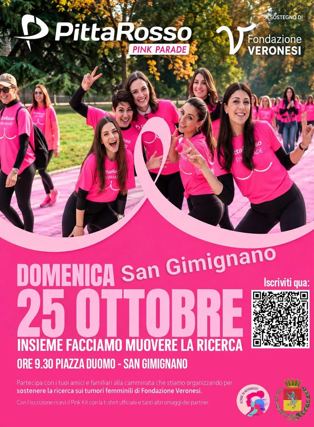 A San Gimignano arriva per la prima volta la Pink Parade: camminata e prevenzione per la Fondazione Veronesi
