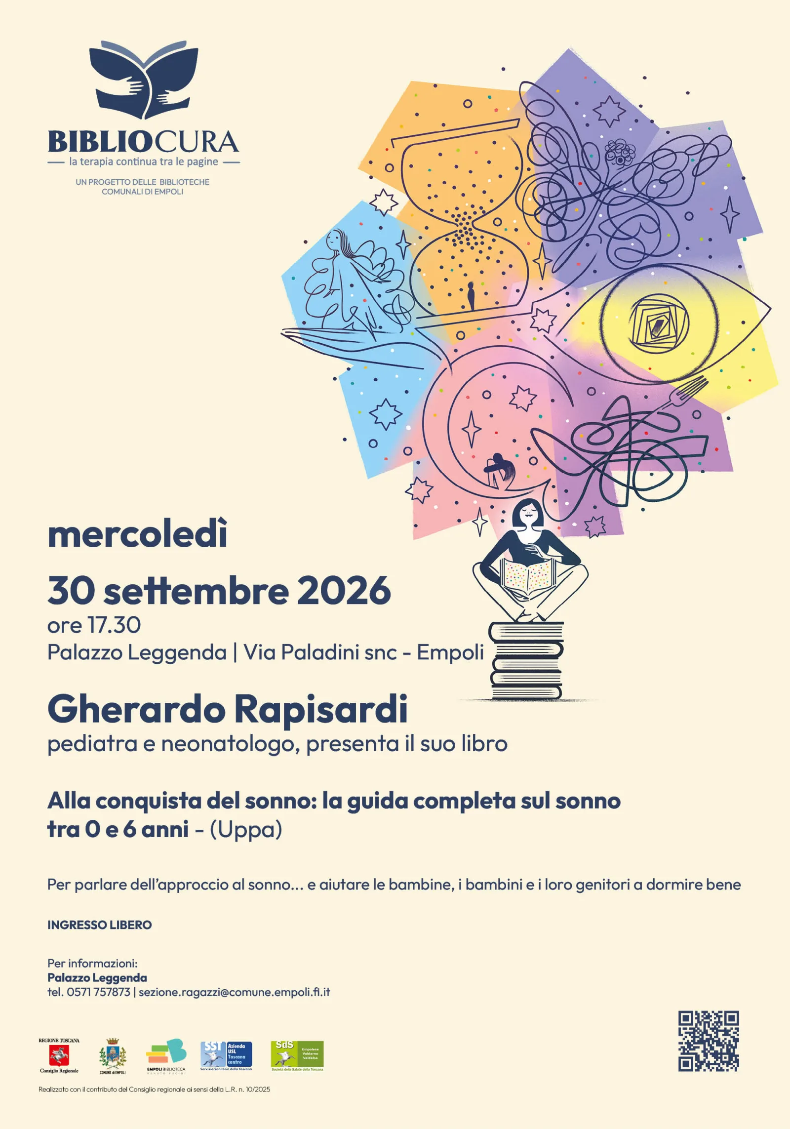 Empoli, “Bibliocura” a Palazzo Leggenda, presentazione del libro ‘Alla conquista del sonno’ di Gherardo Rapisardi