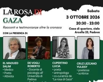 La rosa di Gaza: a Padova poesia, medicina e testimonianza per parlare del trauma della guerra