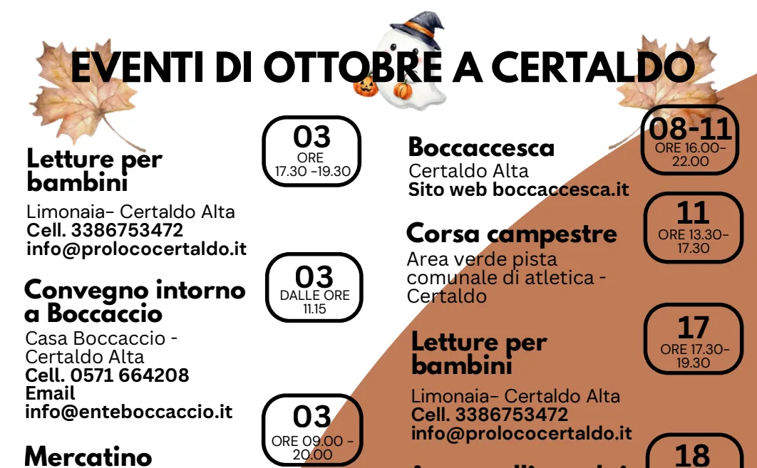 Ottobre a Certaldo, un mese di eventi tra cultura, tradizione, sport e intrattenimento