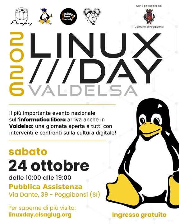 Linux Day Valdelsa 2026 a Poggibonsi: cultura digitale, software libero e innovazione aperti a tutti