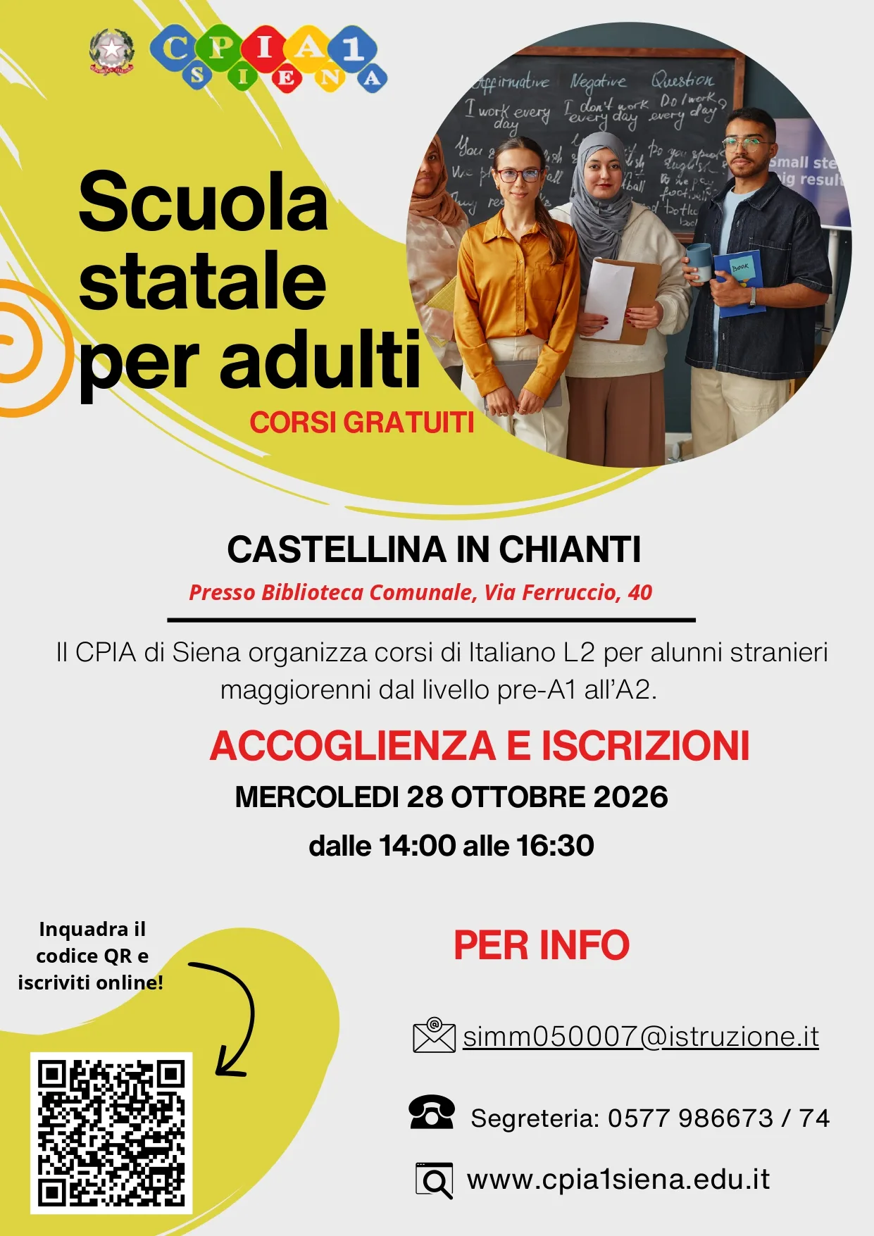 A Castellina in Chianti al via corsi  di italiano per adulti