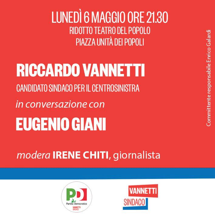 Eugenio Giani e Riccardo Vannetti: il Governatore della Toscana dialoga con il candidato sindaco del centrosinistra