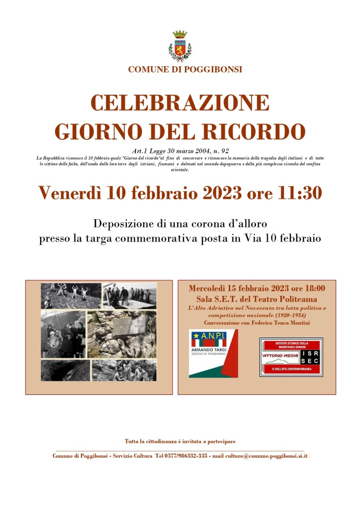 Poggibonsi commemora il Giorno del Ricordo