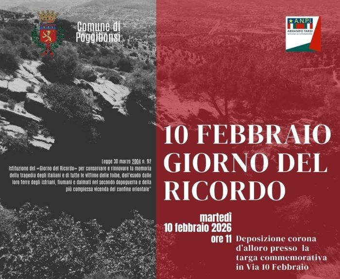 Poggibonsi, 10 febbraio: memoria delle Foibe e dell'Esodo