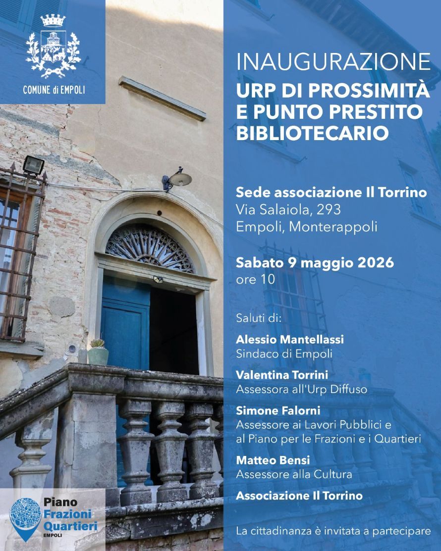 Empoli, Monterappoli, sabato 9 maggio l&rsquo;inaugurazione del nuovo Urp di Prossimit&agrave; e della biblioteca