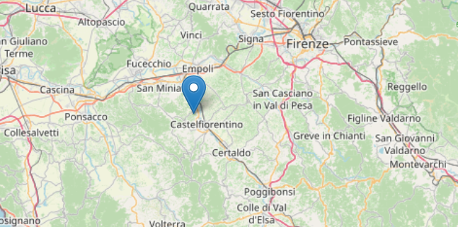 Scossa di terremoto nella notte: Magnitudo 2.2 a Castelfiorentino, avvertita anche a Empoli e San Miniato
