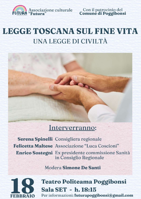 Fine vita, una "legge di civilt&agrave;": a Poggibonsi il primo evento dell'Associazione Futura