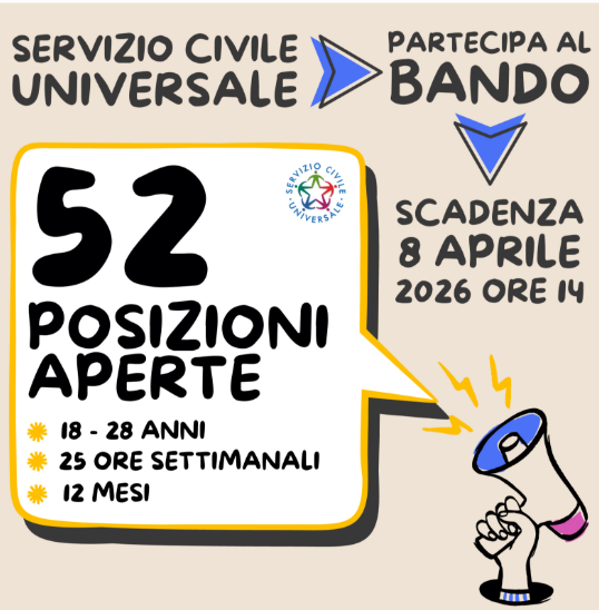 Servizio Civile Universale: ancora aperti i termini per 8 posti tra cultura e servizi al cittadino