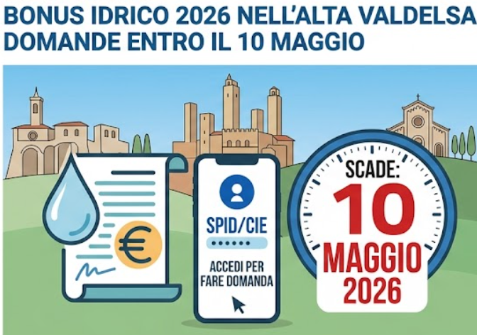 Bollette dell'acqua pi&ugrave; leggere: via alle domande per il Bonus Idrico a Colle, San Gimignano e Radicondoli