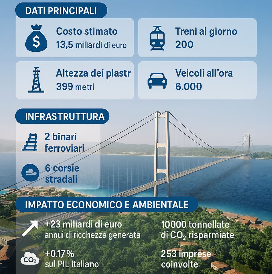 Costi e tempi del ponte di Messina. Infografica