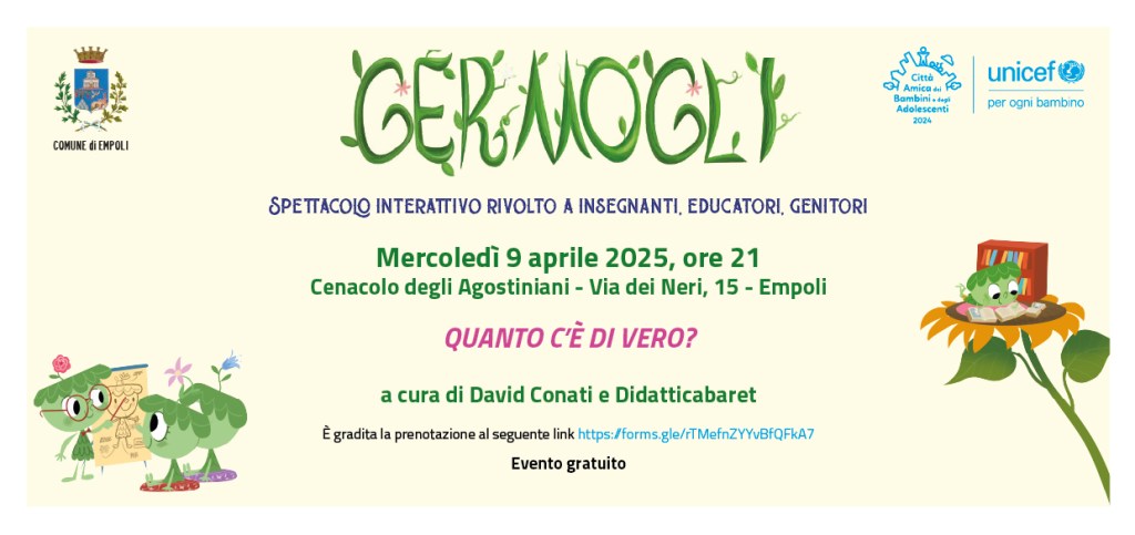 Empoli, “Germogli”, uno spettacolo interattivo con David Conati e Didatticabaret
