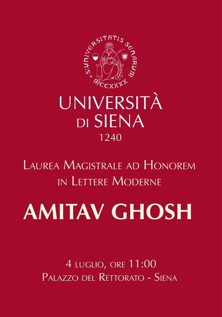 4 luglio, Laurea ad honorem in Lettere Moderne a Amitav Ghosh