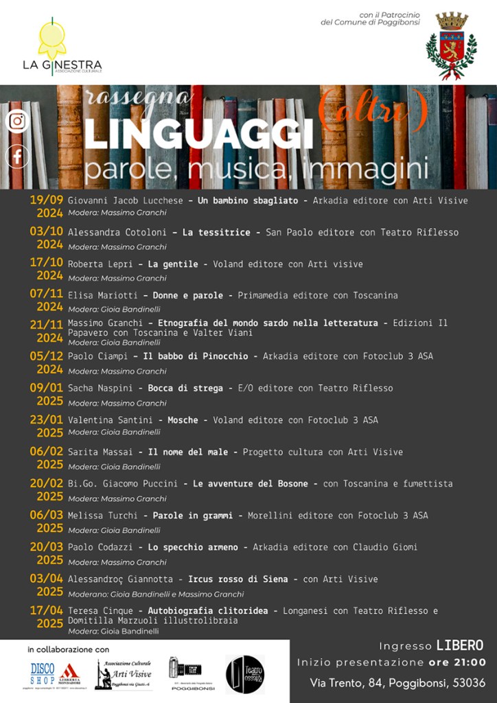 Poggibonsi, La Ginestra presenta la Rassegna “linguaggi (altri), parole, musica, immagini”