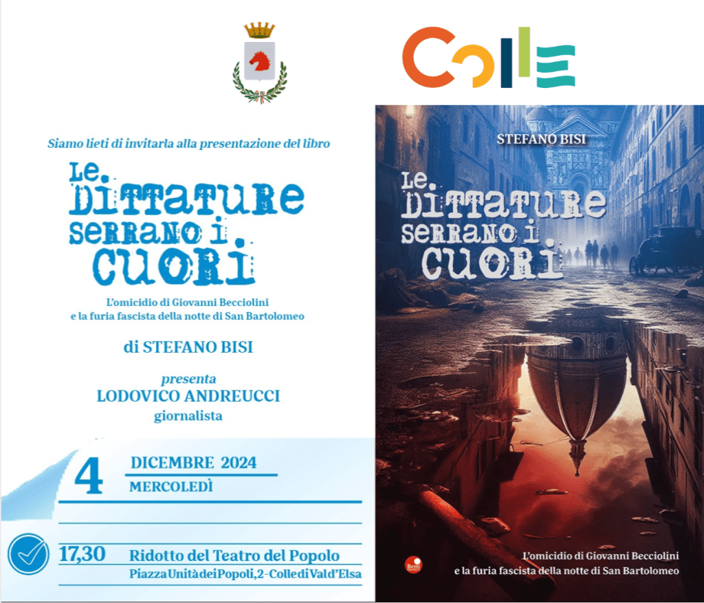 Il nuovo libro di Stefano Bisi ‘Le dittature serrano i cuori’, sarà presentato a Colle  il 4 dicembre