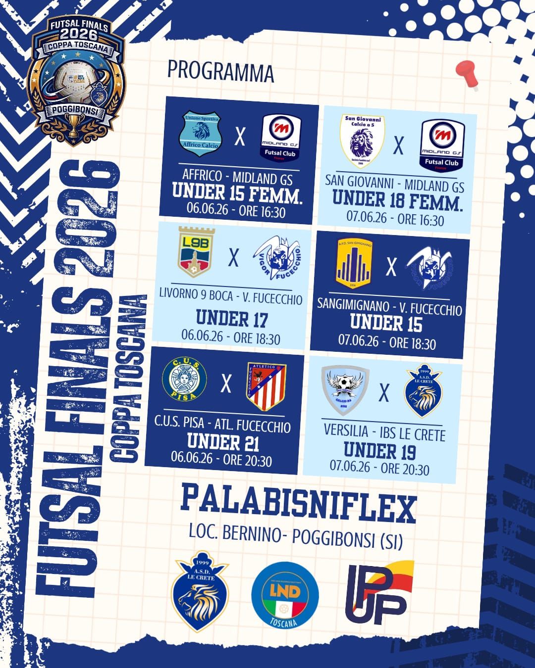 Il grande futsal giovanile toscano sbarca a Poggibonsi: al PalaBisniflex si assegnano i titoli regionali