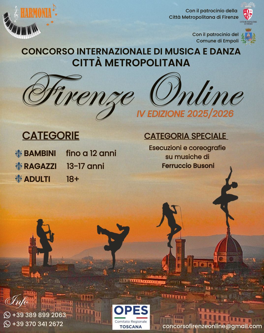 Premio Firenze Online, la premiazione del concorso di musica e danza della Asd Harmonia